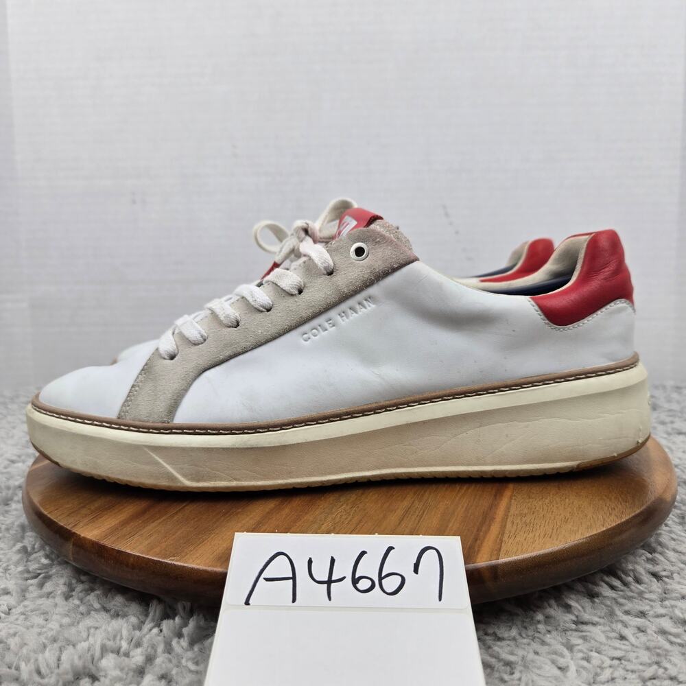 Cole Haan Men 10 Grand Pro Topspin White Gray Red Casual Daily Lifestyle Sneaker